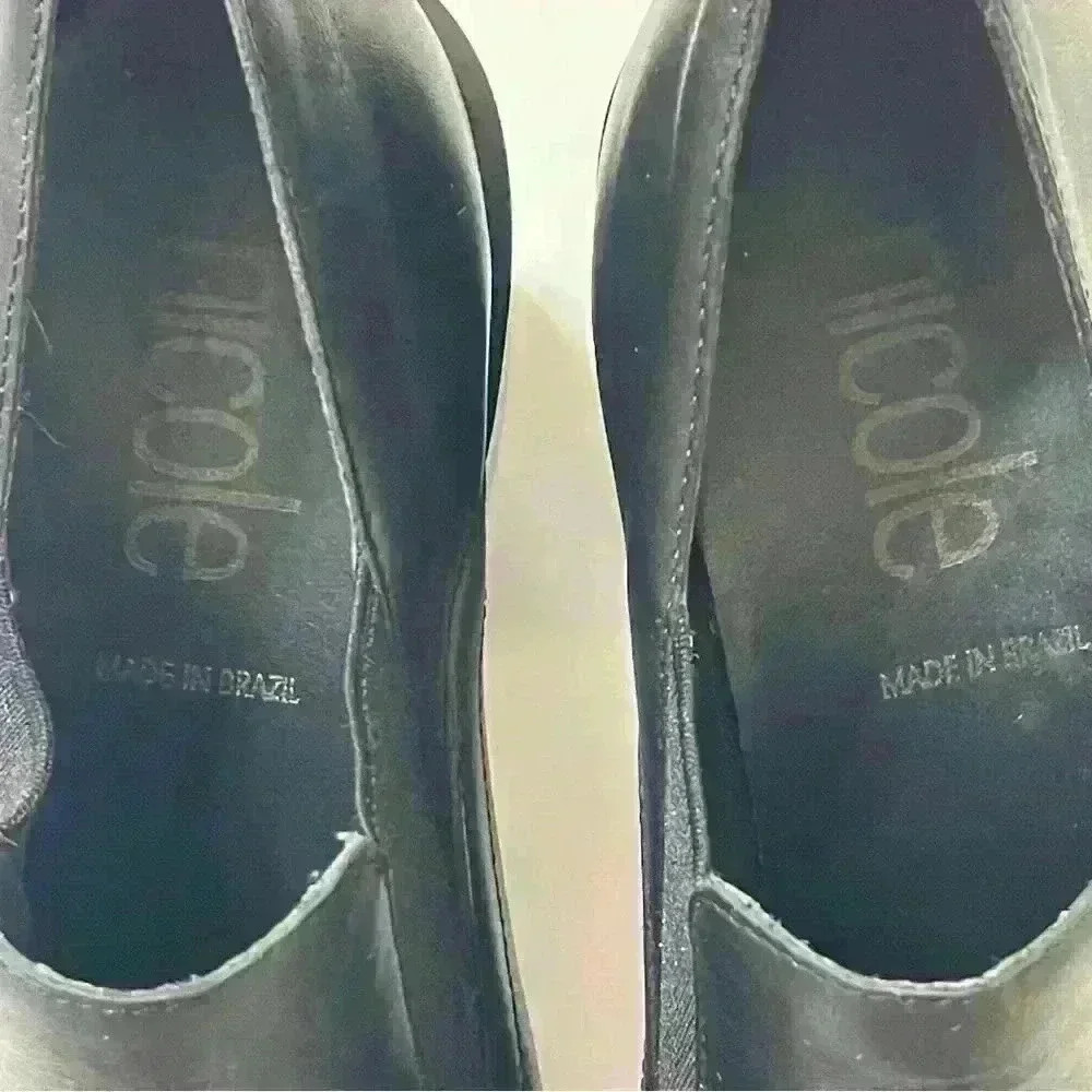 Nicole black leather slip on block heel Brazilian vintage court shoes Size 9.5 M - Picture 8 of 12